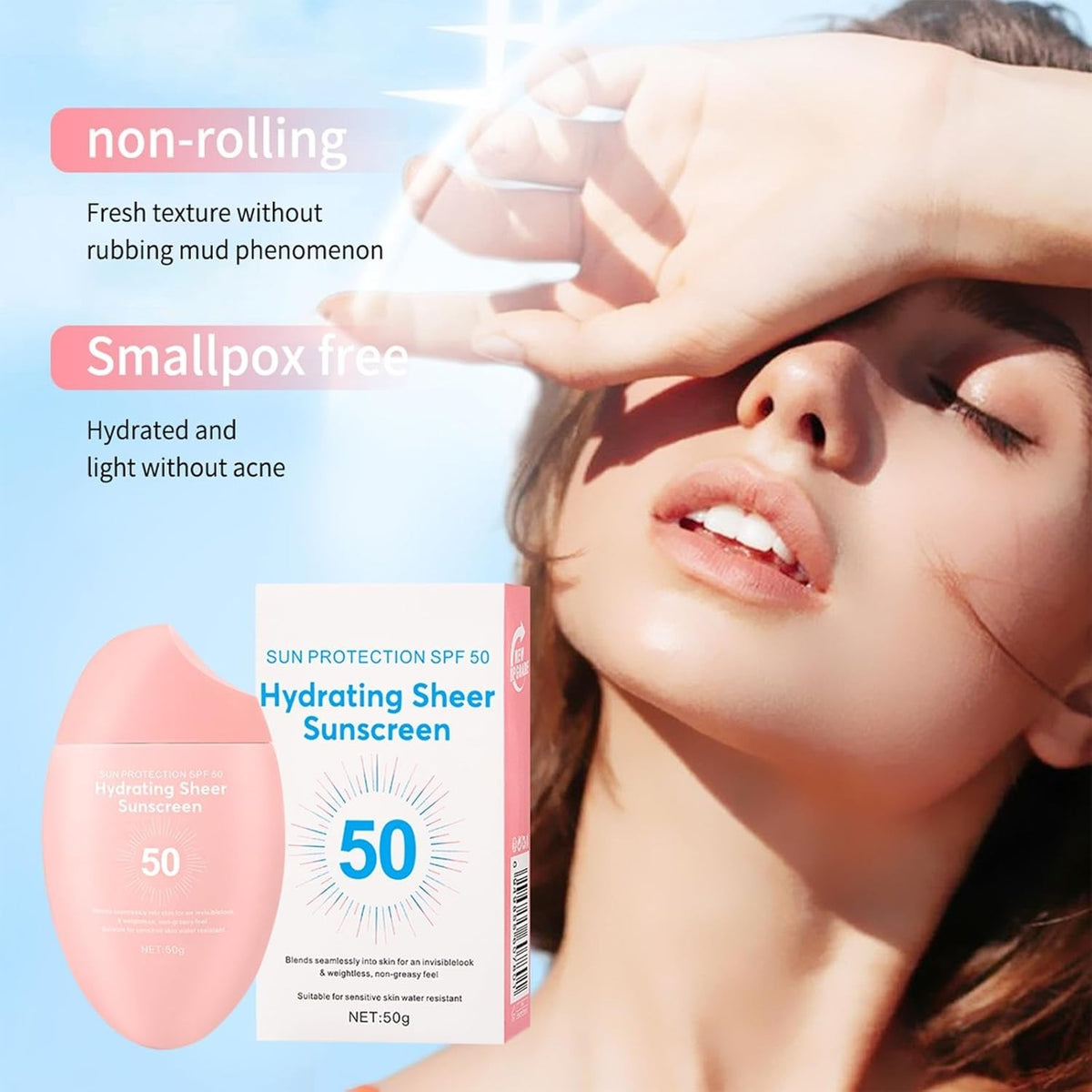 SPF 50+ Hydrating Water Gel Sunscreen - Waterproof, Non-Greasy, Light & Invisible