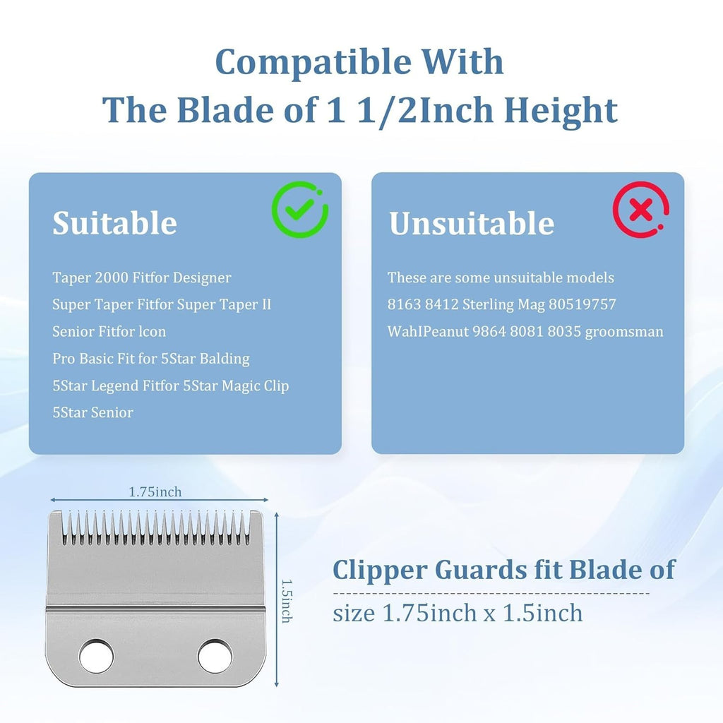 Hair Clipper Comb Guards Set for Wahl - Sizes 10, 12, 16 (1.25-2 Inch) | Compatible with Most Clipper Models