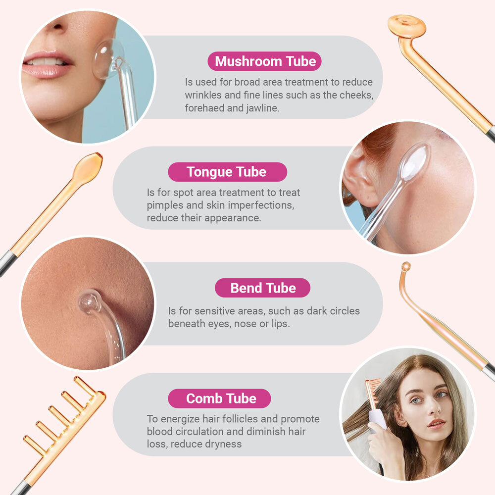 High Frequency Facial Machine Electrotherapy Wand for Skin Care & Acne