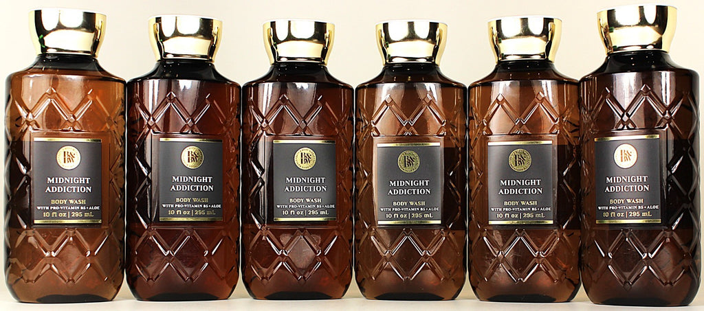 Bath & Body Works Midnight Addiction Shower Gel 10oz x6 - Fragrance Notes Ripe Plum Almond Coffee