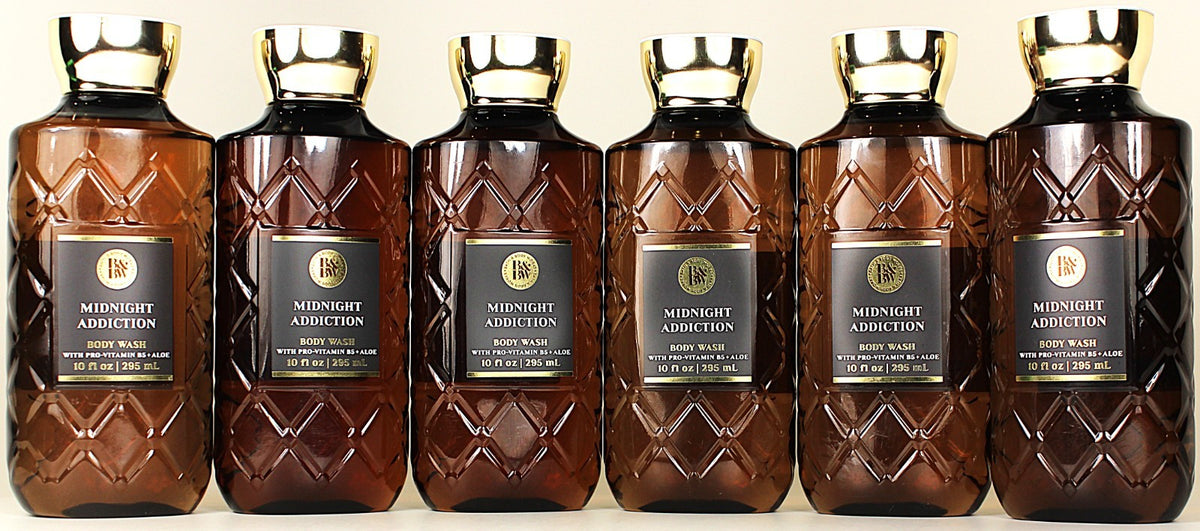 Bath & Body Works Midnight Addiction Shower Gel 10oz x6 - Fragrance Notes Ripe Plum Almond Coffee