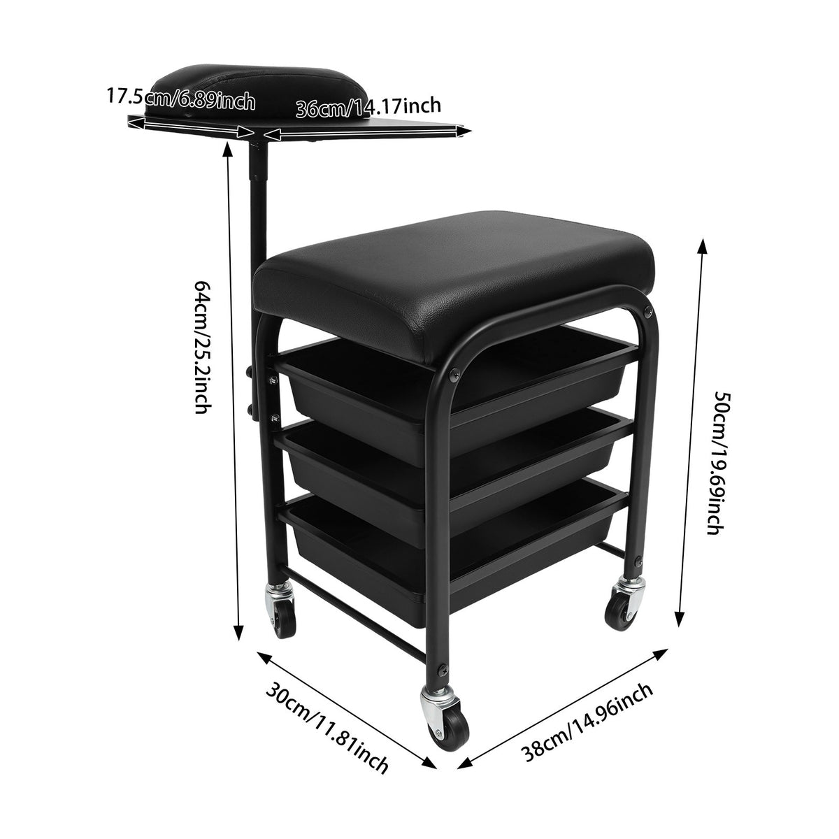 Portable Nail & Beauty Salon Cart with Drawers and Casters
