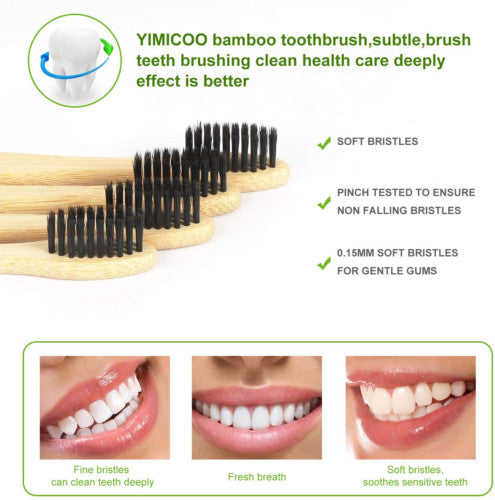 Organic Bamboo Toothbrush Pack - Eco-Friendly Soft Bristle Adult Oral Care