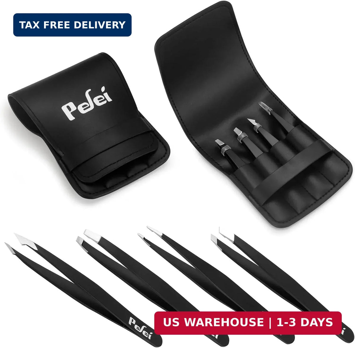 Professional Stainless Steel Tweezers Set for Eyebrows & Facial Hair Removal