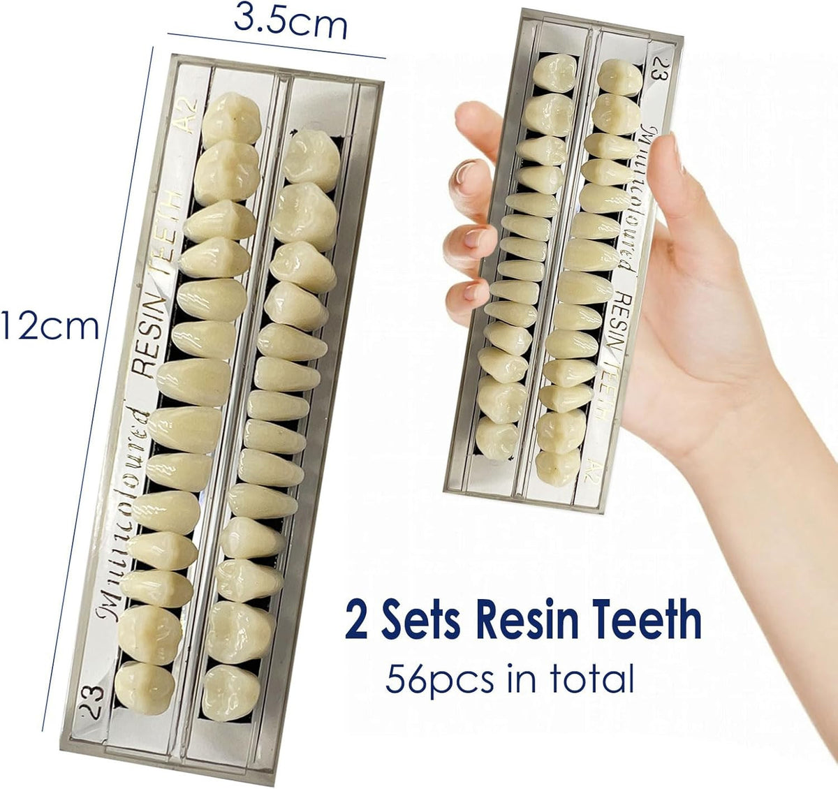 56 Pcs Fake Teeth Set - Dental Resin Upper and Lower Dentures for DIY & Halloween Props
