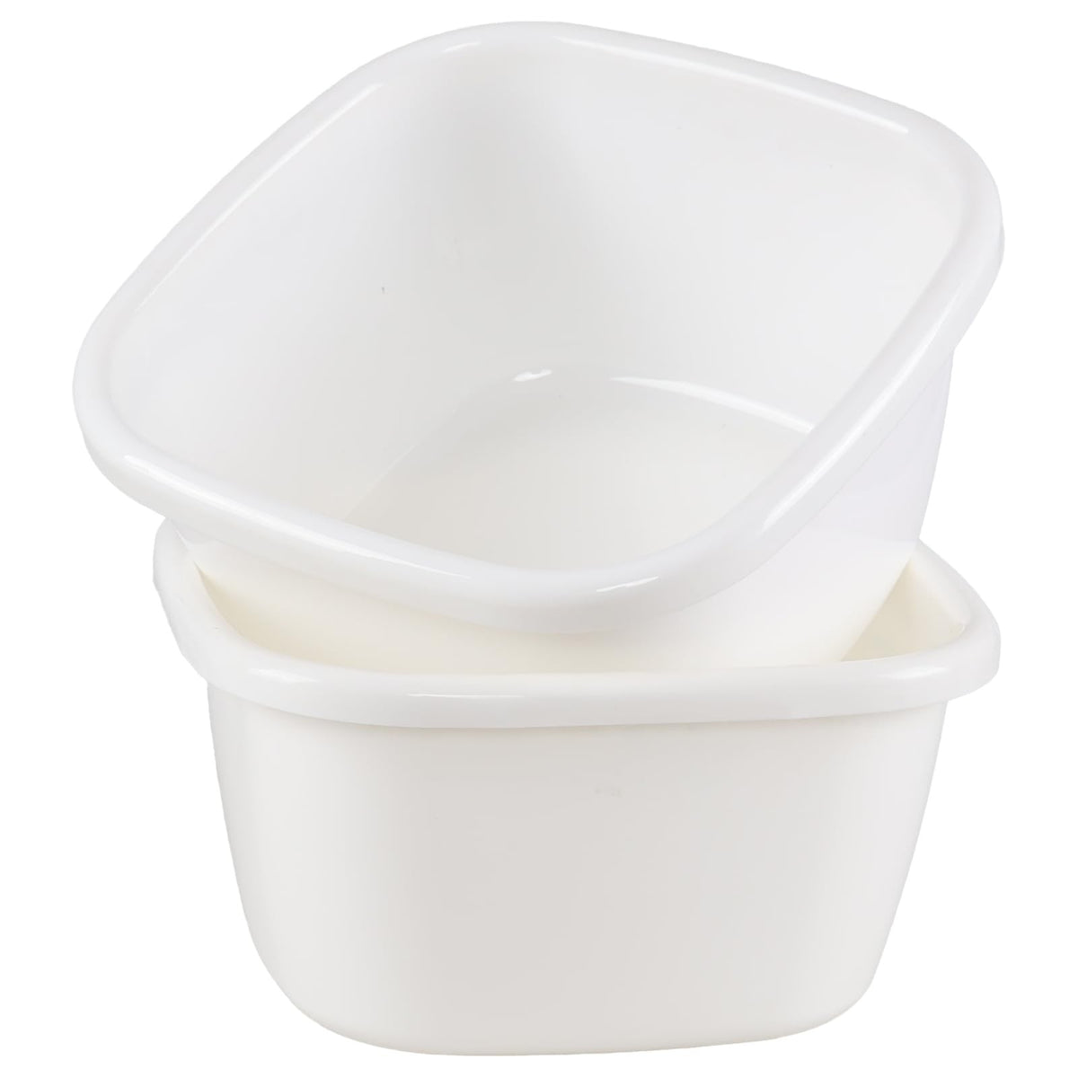 Large Plastic Deep Wash Basin 18 Quart Square Dishpan Set - White