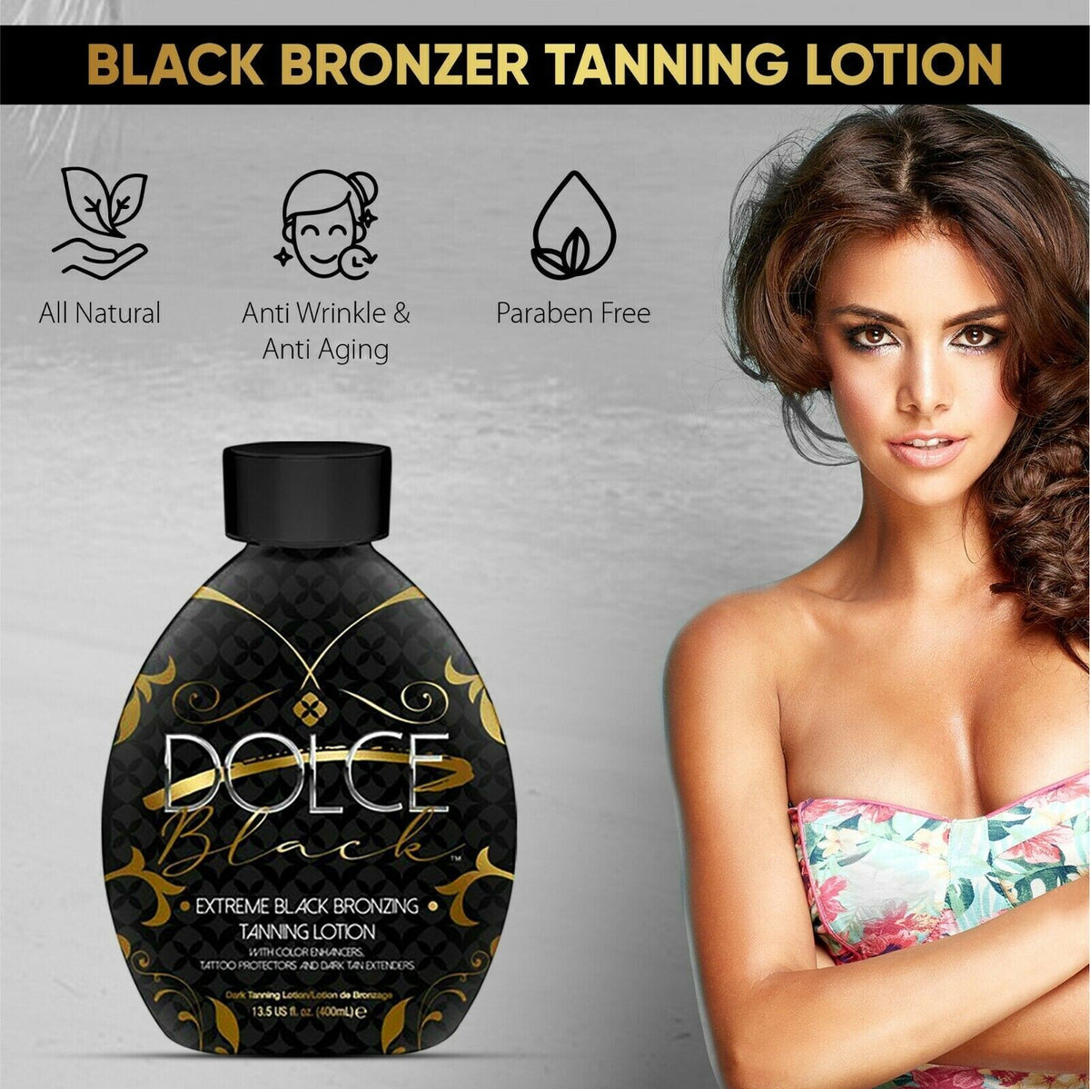 Self Tanning Bronzer Lotion with Tattoo & Tan Extenders - Dark DHA Formula