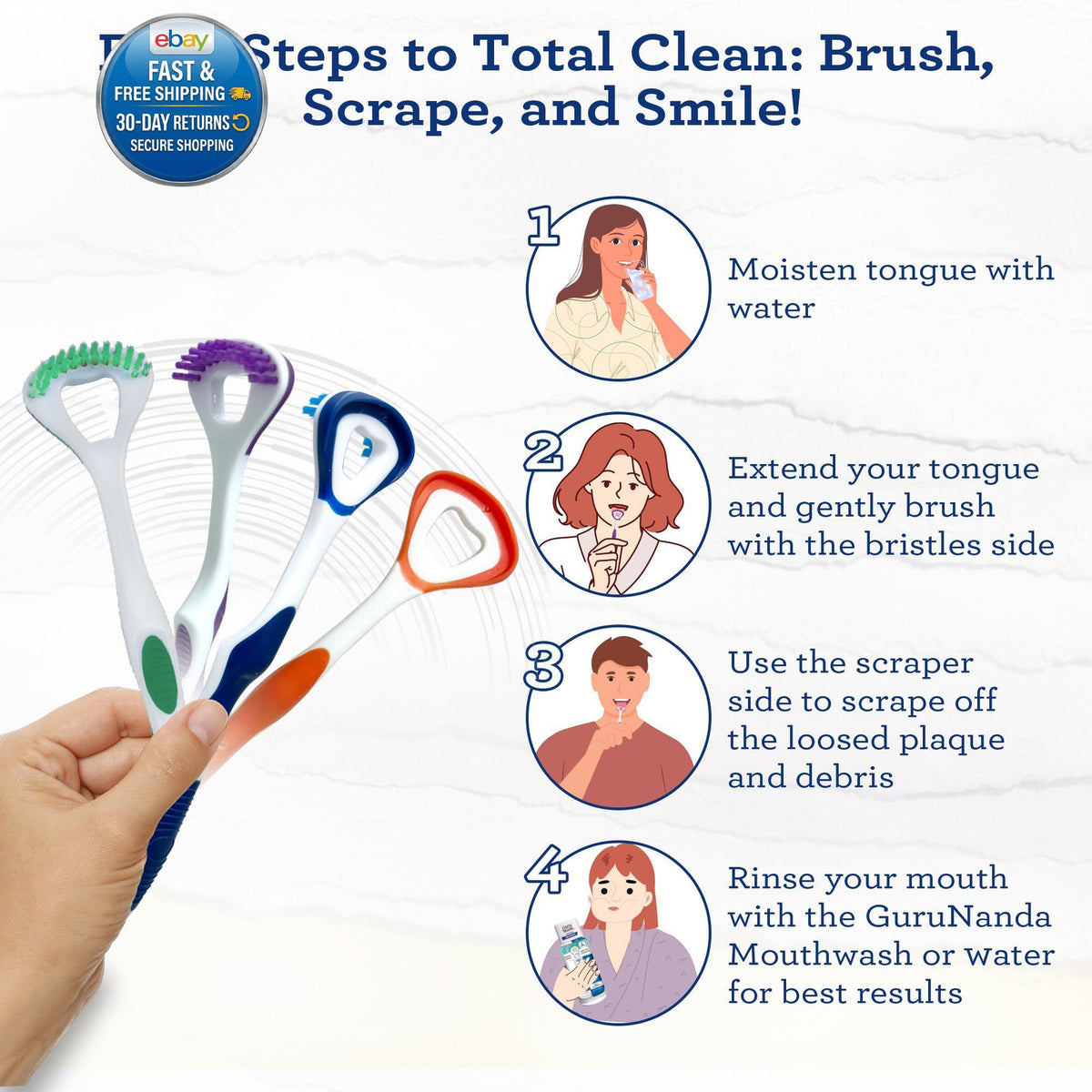 Dual Action Tongue Scraper & Soft Bristle Brush - Fresh Breath Oral Care