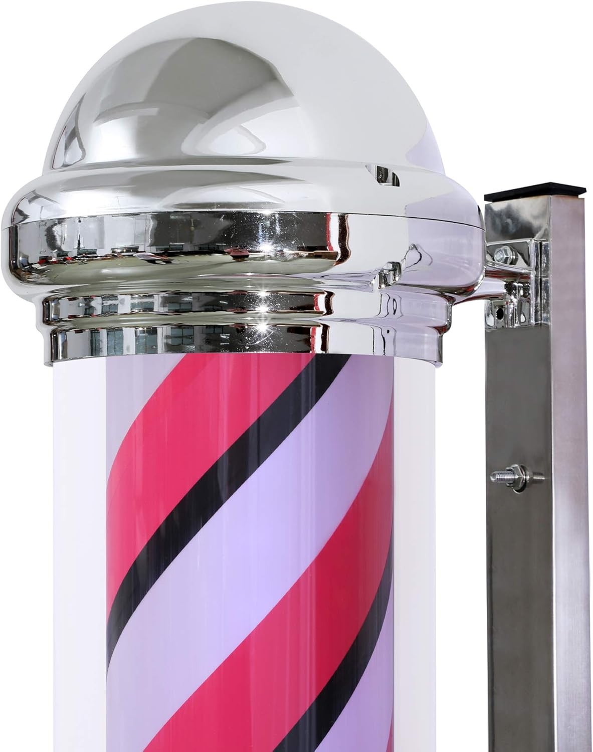 Rotating LED Barber Pole Sign with Metal Frame for Hair Salons - Multiple Colors