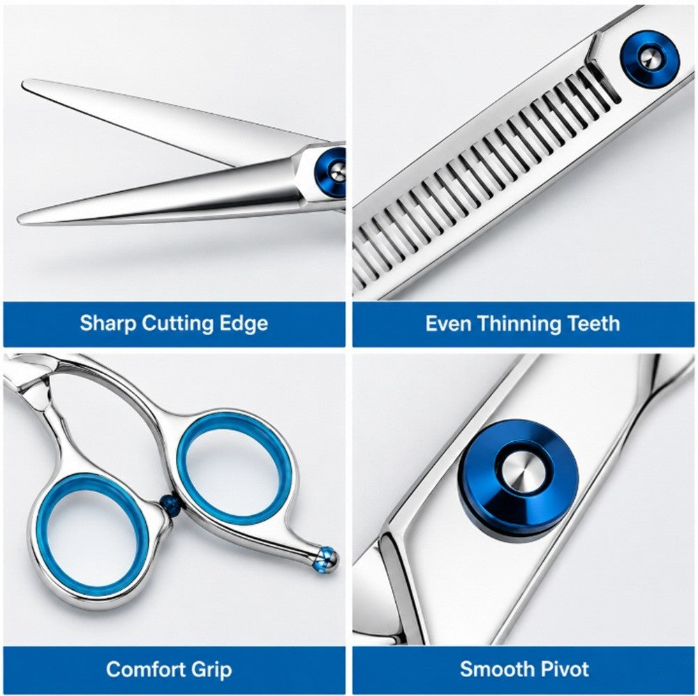 Hair Cutting & Thinning Shears Set for Barber and Salon Use - Professional Hairdressing Kit