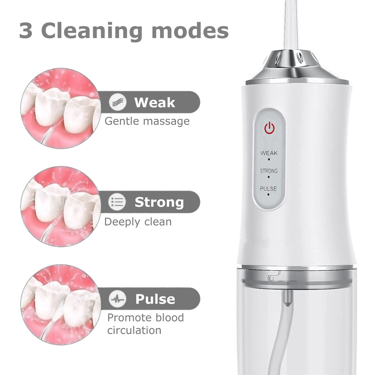 Cordless Water Flosser Dental Oral Irrigator Travel Teeth Cleaner with 4 Tips