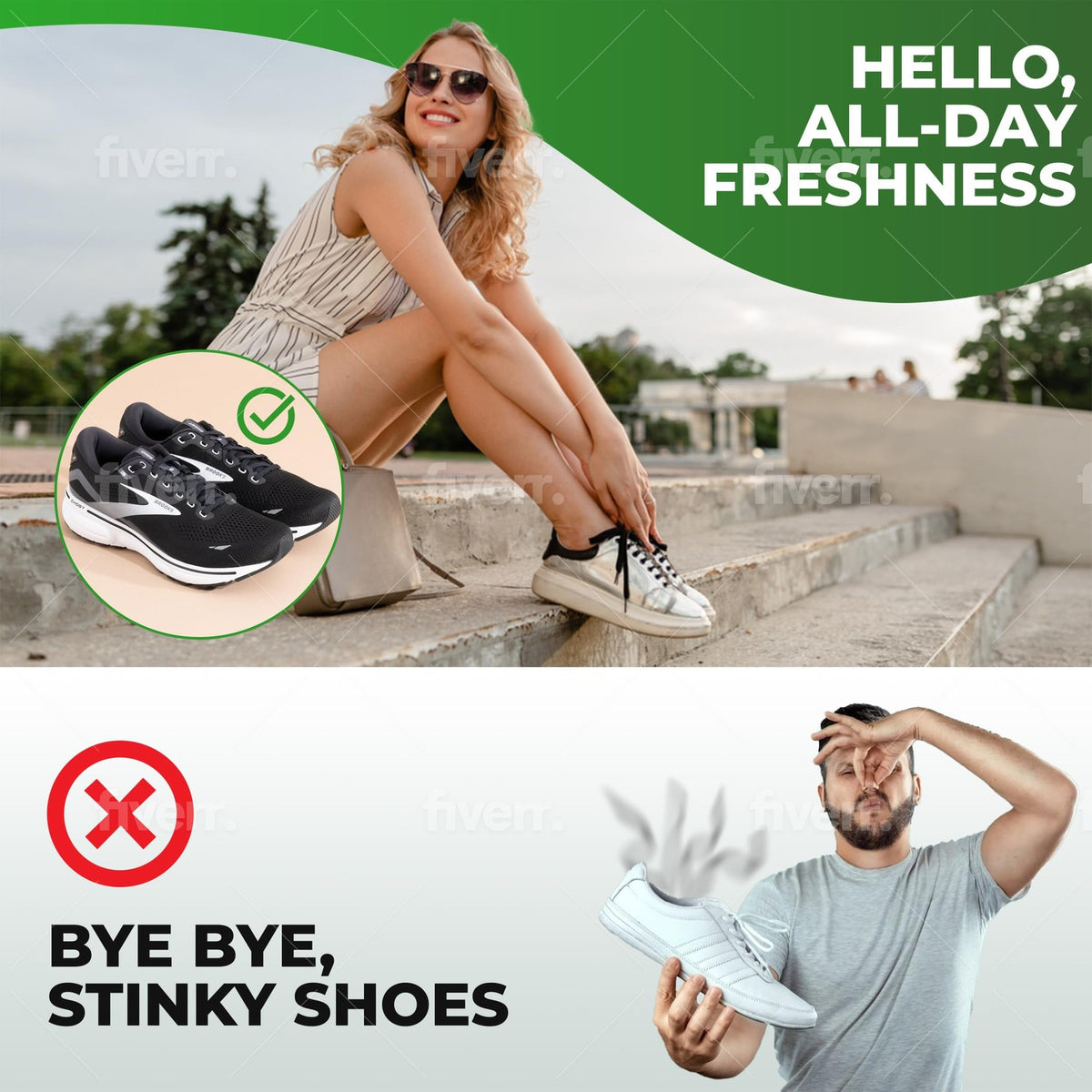 Natural Shoe Deodorizer and Foot Spray - 4 oz Pack of 2, Odor Eliminator
