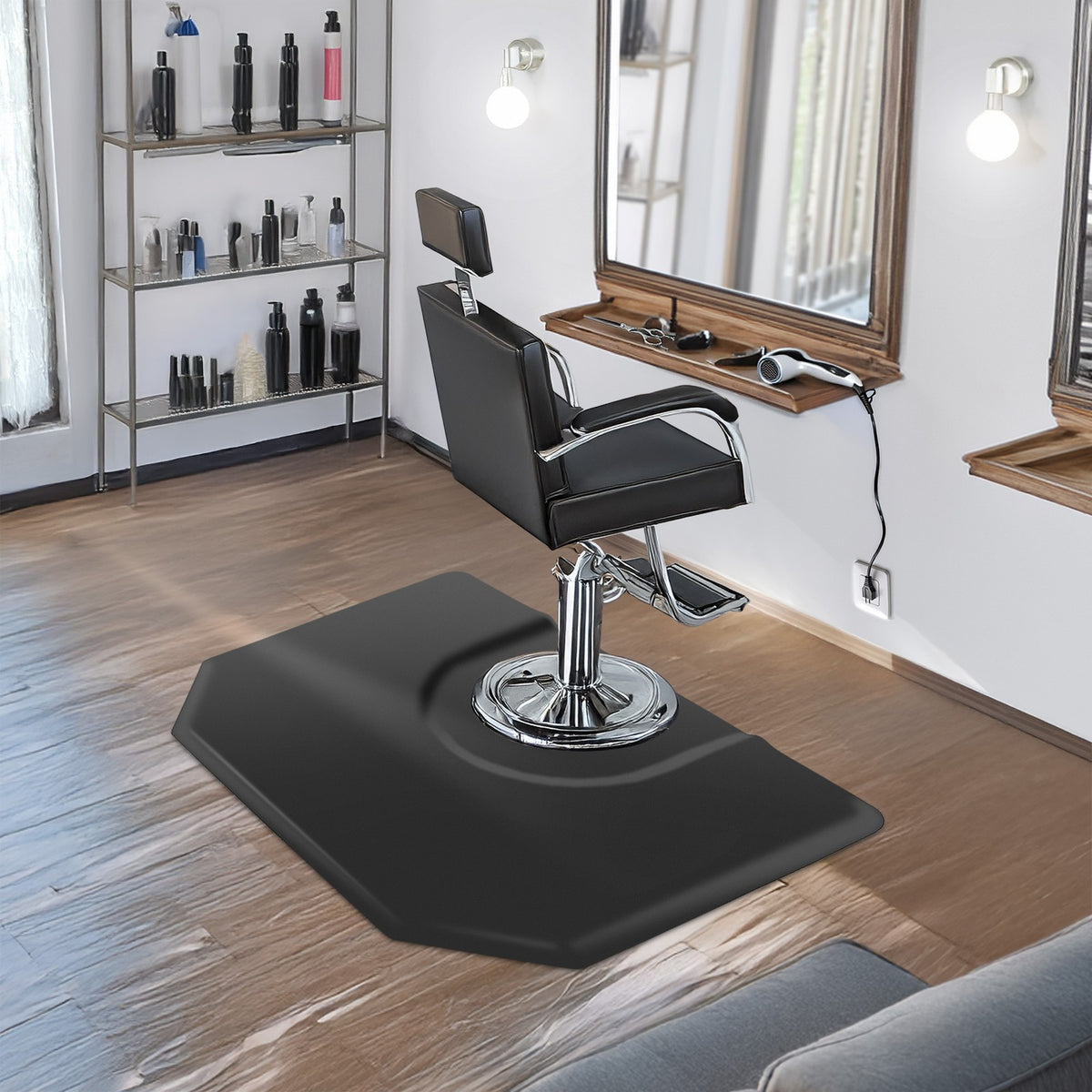 4x5 ft Hexagonal Anti-Fatigue Salon Floor Mat - Waterproof & Cushioned