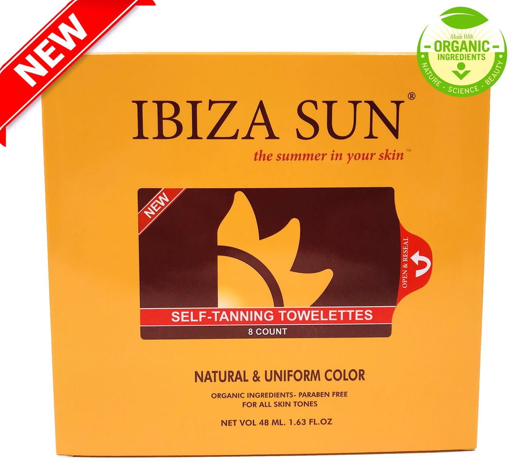 Organic Sunless Tanning Wipes - Self Tanner for Face & Body, 8 Count