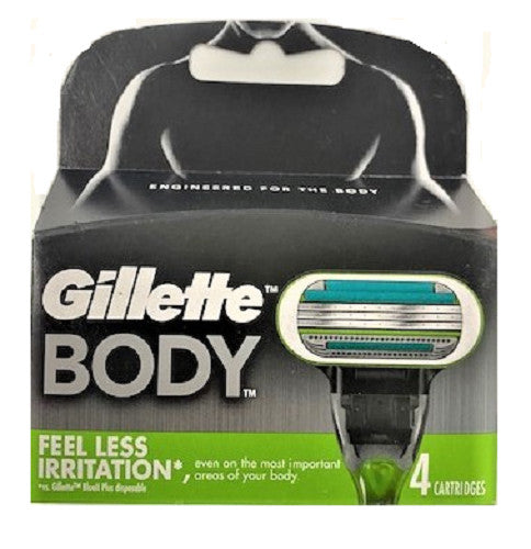 Gillette Body Razor Blade Refills Shower Safe 4 Cartridges