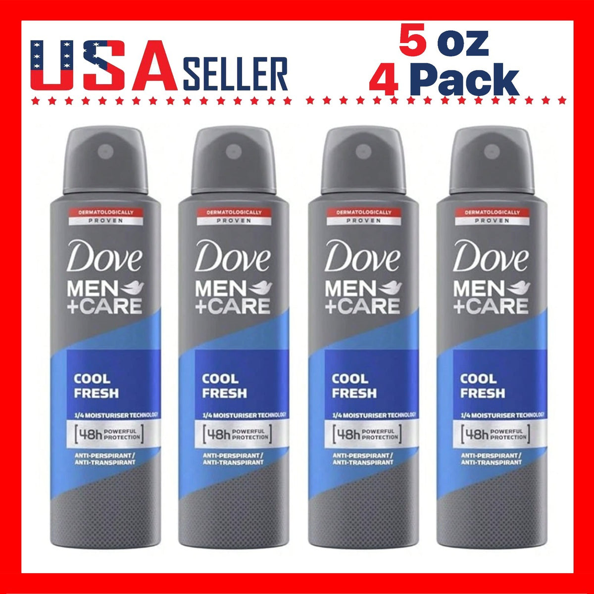 Dove Men+Care Cool Fresh Antiperspirant Deodorant Spray 4 Pack, 150ml
