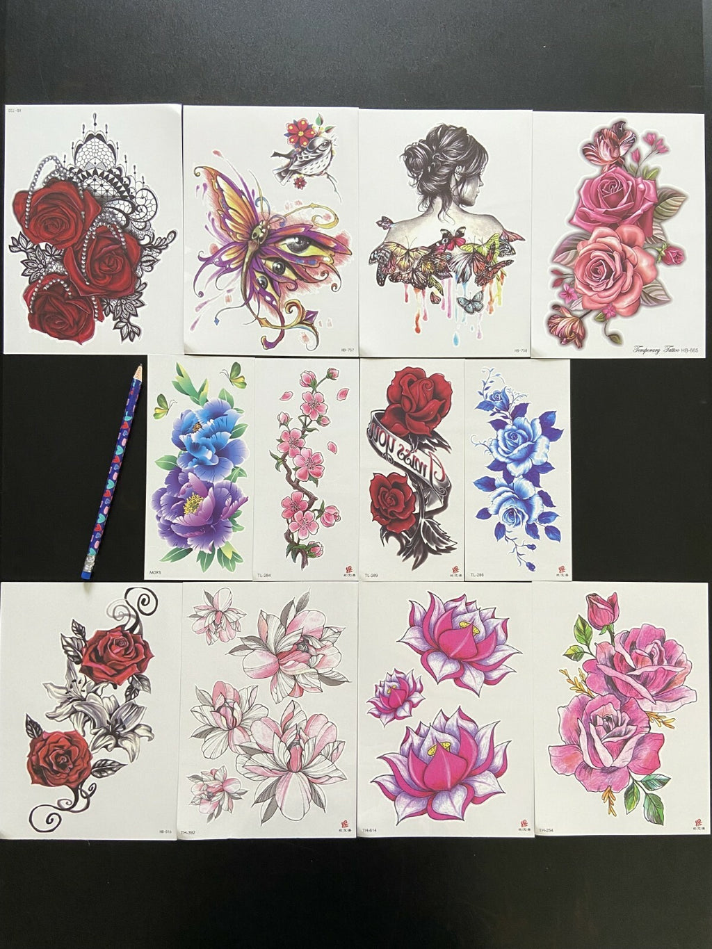 Colorful Floral Butterfly Temporary Tattoos for Arms & Body Art