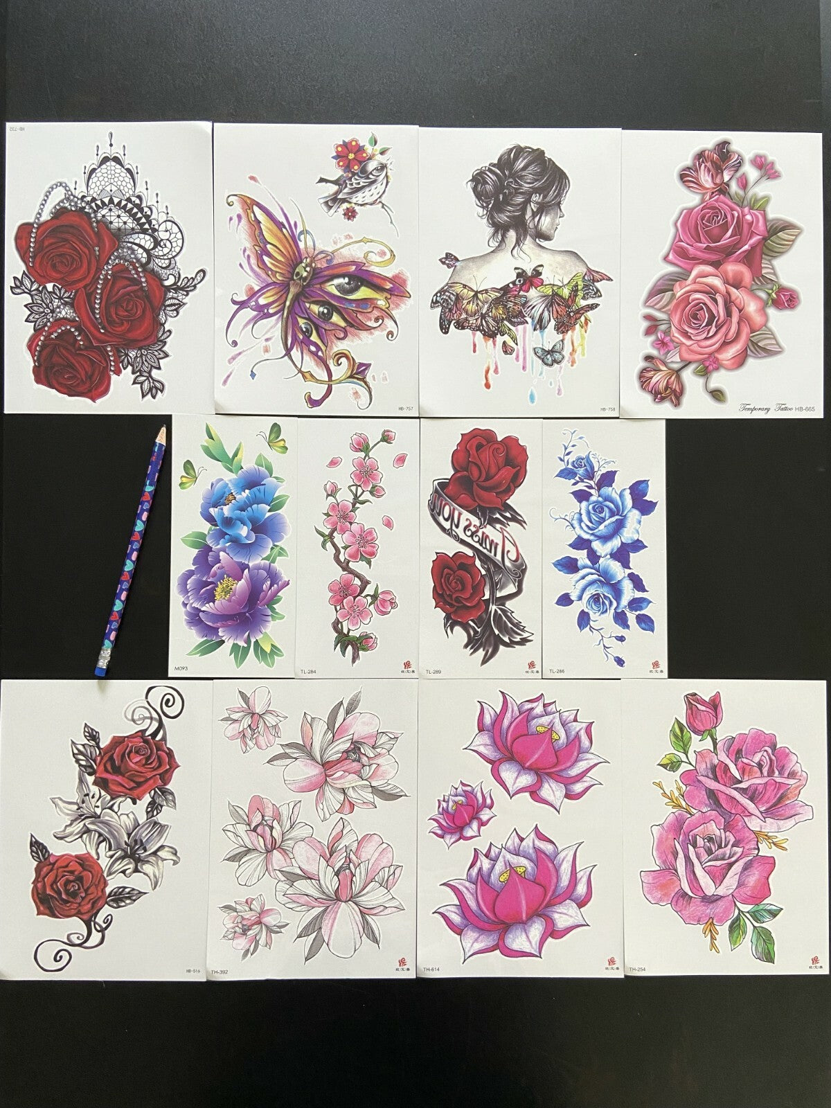 Colorful Floral Butterfly Temporary Tattoos for Arms & Body Art