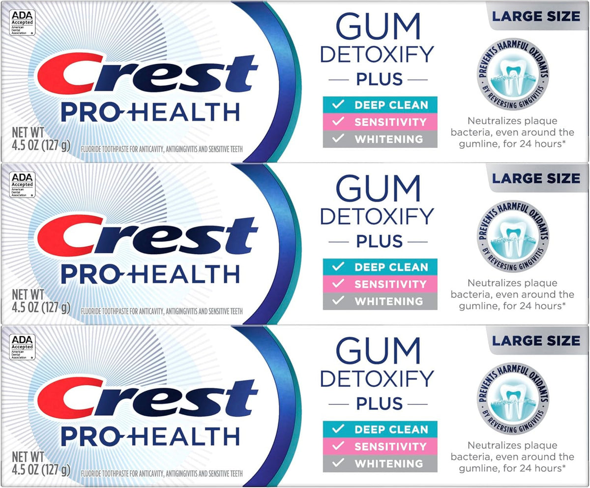 Crest Pro-Health Gum Detoxify Plus Toothpaste Pack of 3 - Deep Clean & Sensitive Care