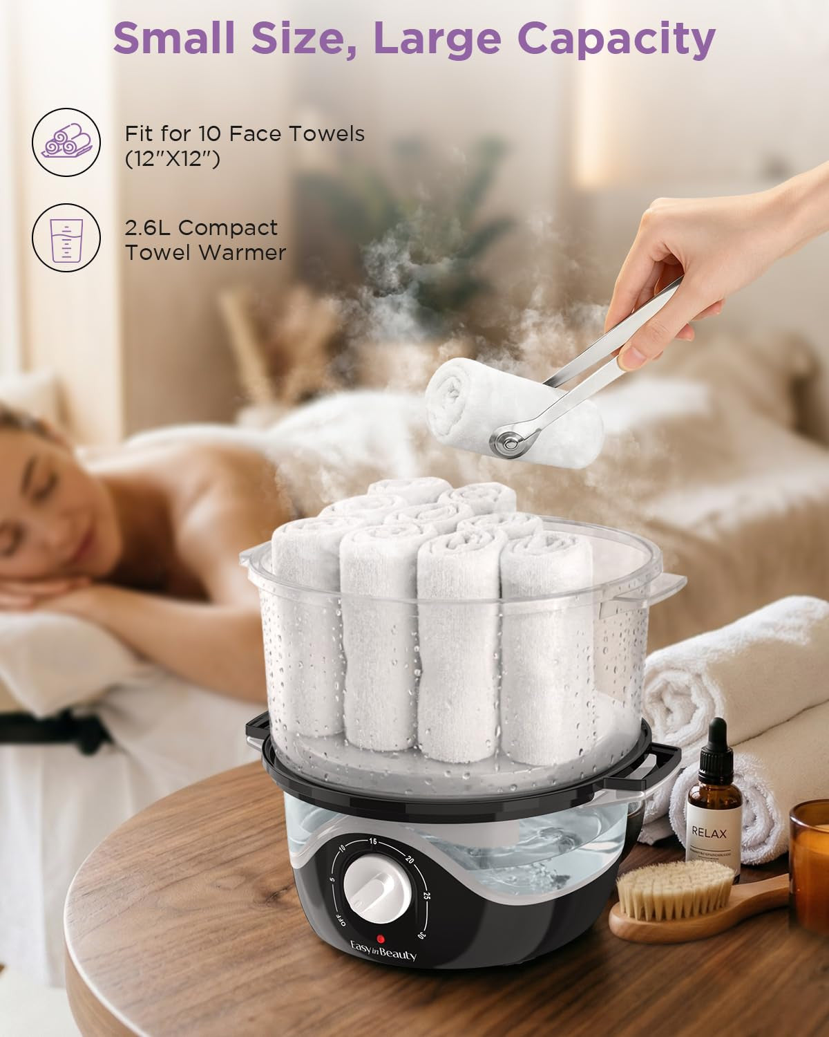 Small Hot Towel Warmer with Transparent Water Tank for Spa and Salon