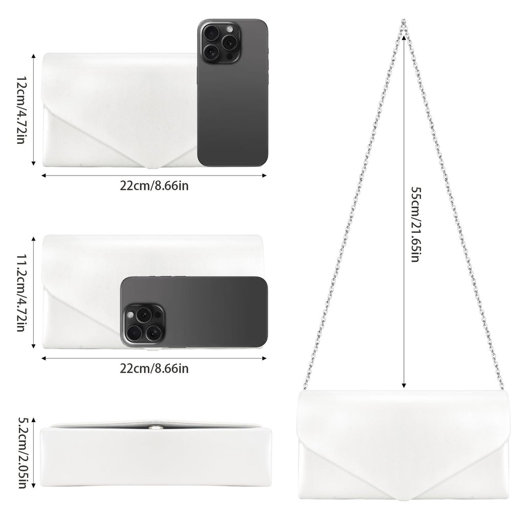 Women's Envelope Clutch Purse with Chain Strap - Vegan Leather Evening Bag