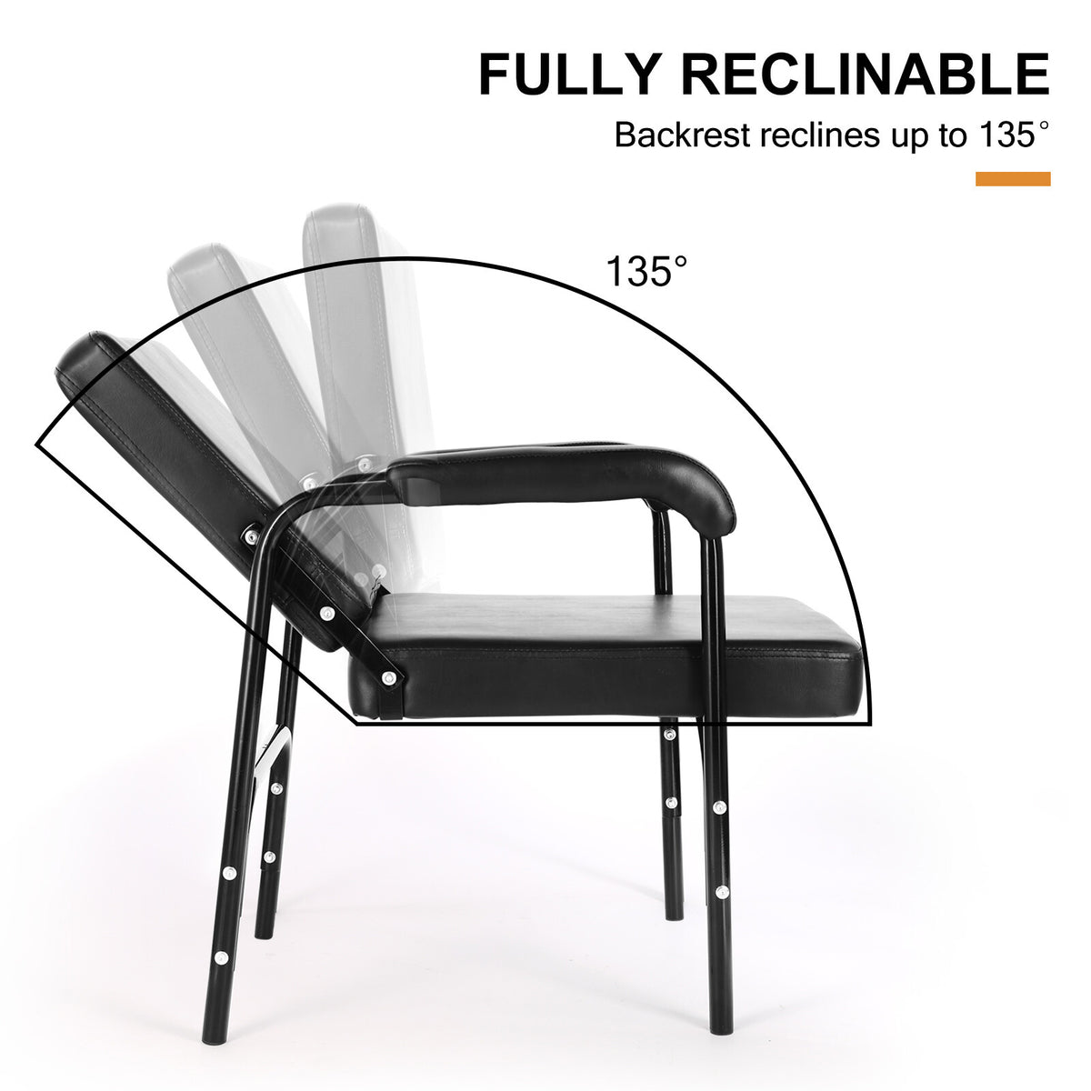 Reclining Shampoo Chair Salon Barber Spa Hair Styling Chair Black
