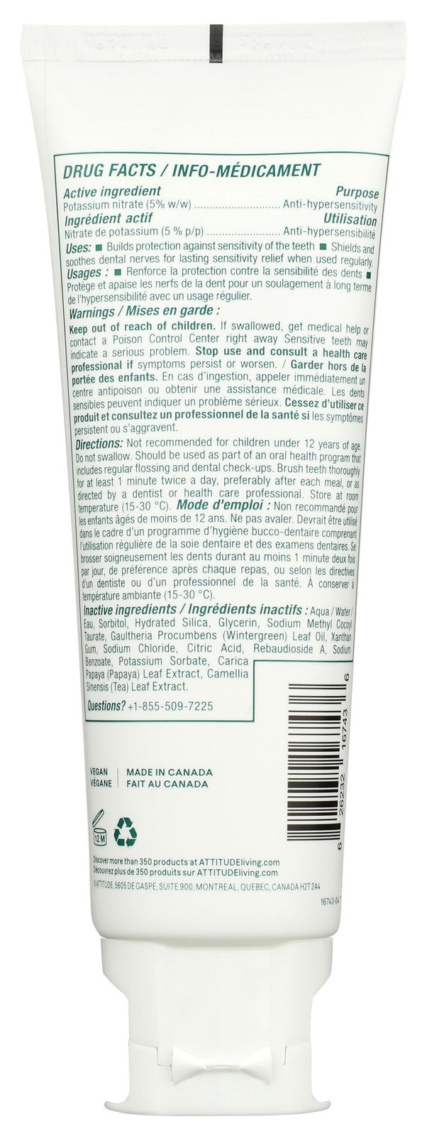 Sensitive Fluoride-Free Toothpaste 3 Pack - Natural Leaves Extracts