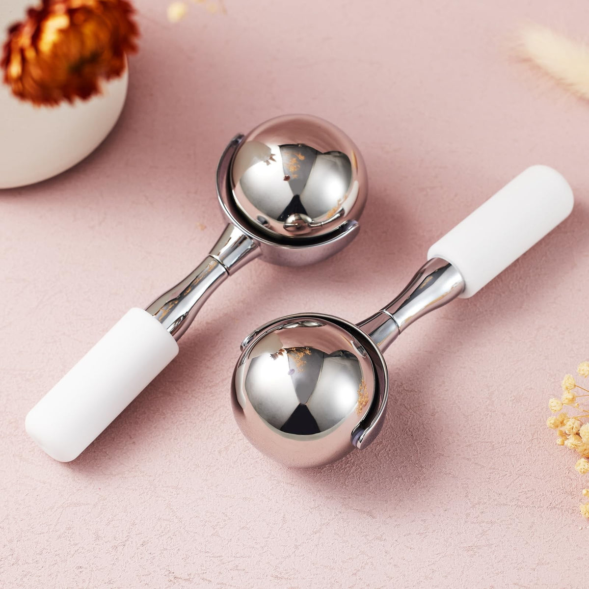 Cryo Face Sticks - 360° Rotating Stainless Steel Ice Globes for Skin Tightening