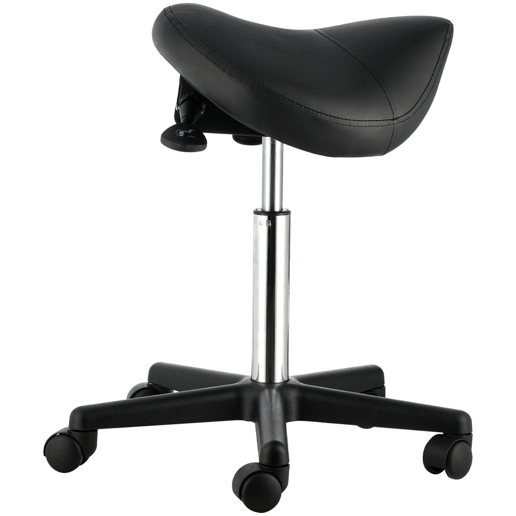 Ergonomic Saddle Stool with Wheels - Adjustable Height & PU Leather Seat