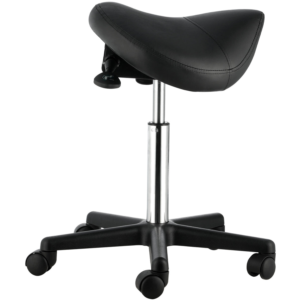 Ergonomic Saddle Stool with Wheels - Adjustable Height & PU Leather Seat
