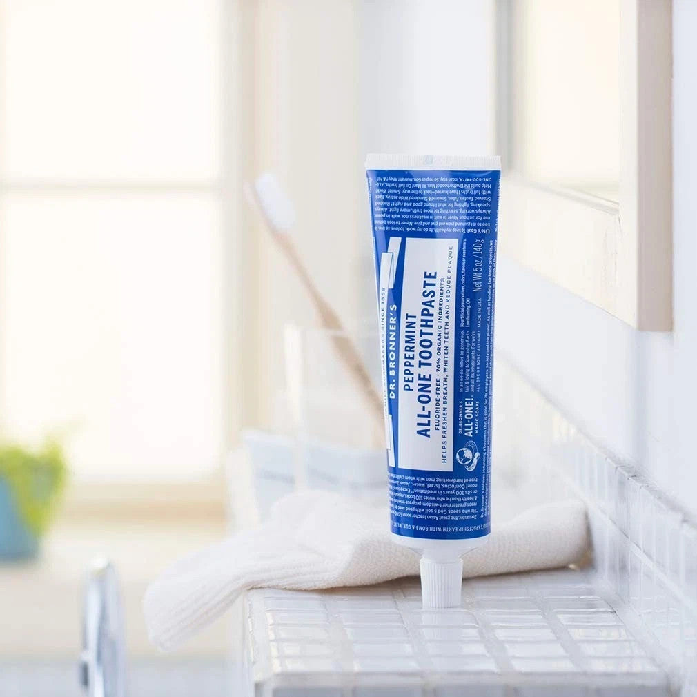 Natural Organic Peppermint Toothpaste - Fluoride & SLS Free, Pack of 6