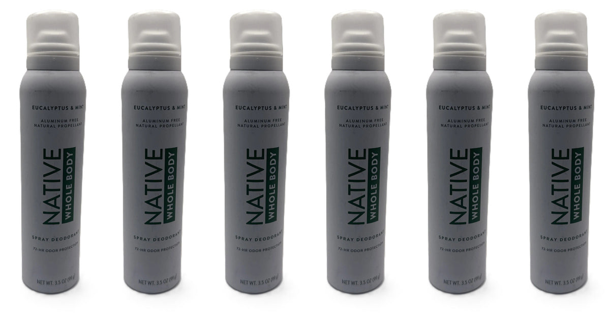 Native Eucalyptus Mint Deodorant Spray 3.5 oz - Pack of 6 | Aluminum-Free Personal Care