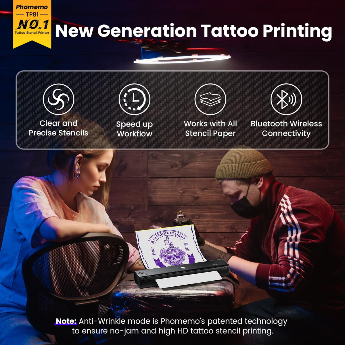 Tattoo Stencil Printer TP81 with 10 Papers — Bluetooth Tattoo Transfer Machine