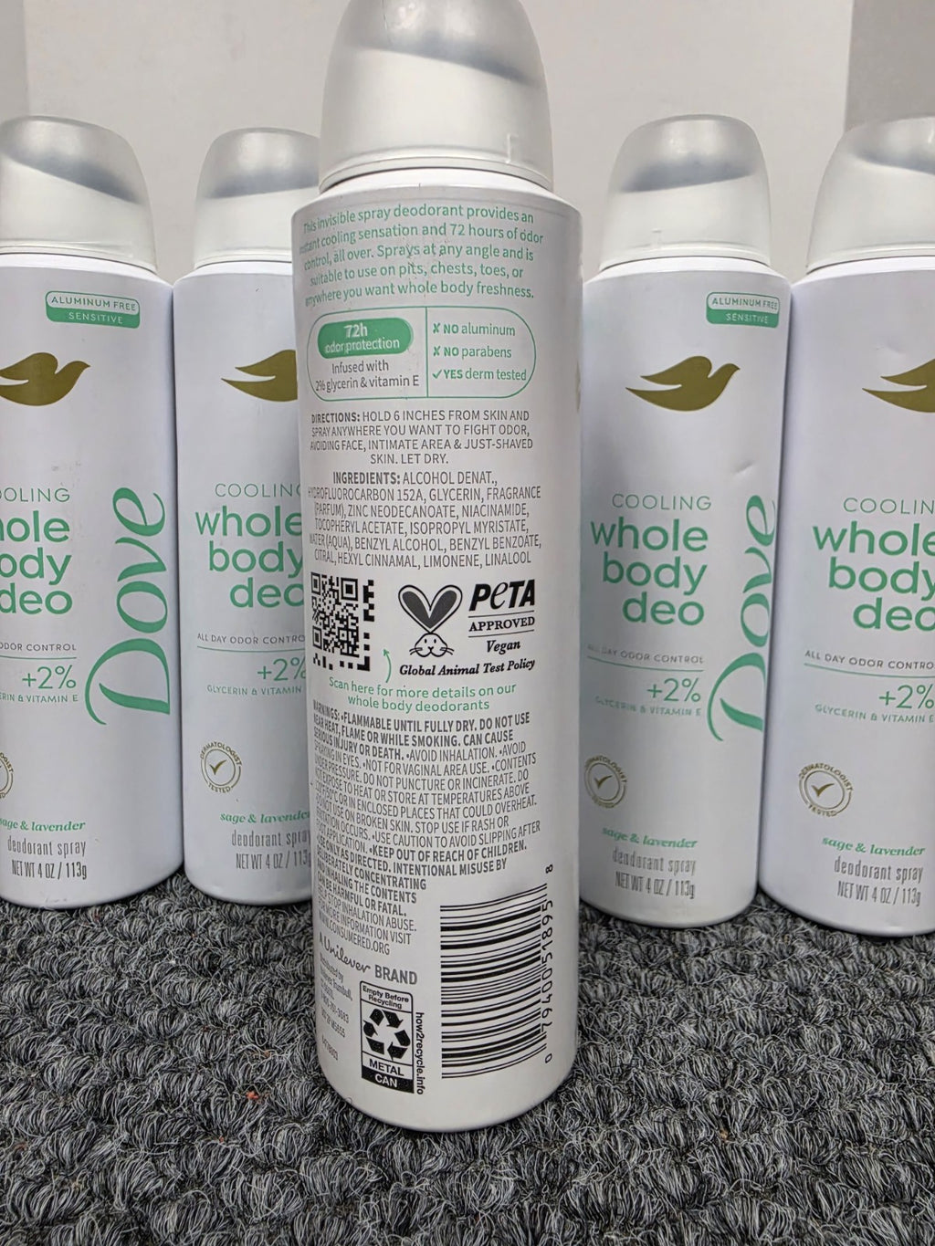 6-Pack Dove Cooling Deodorant Spray Sage Lavender 4 oz | Whole Body Freshness
