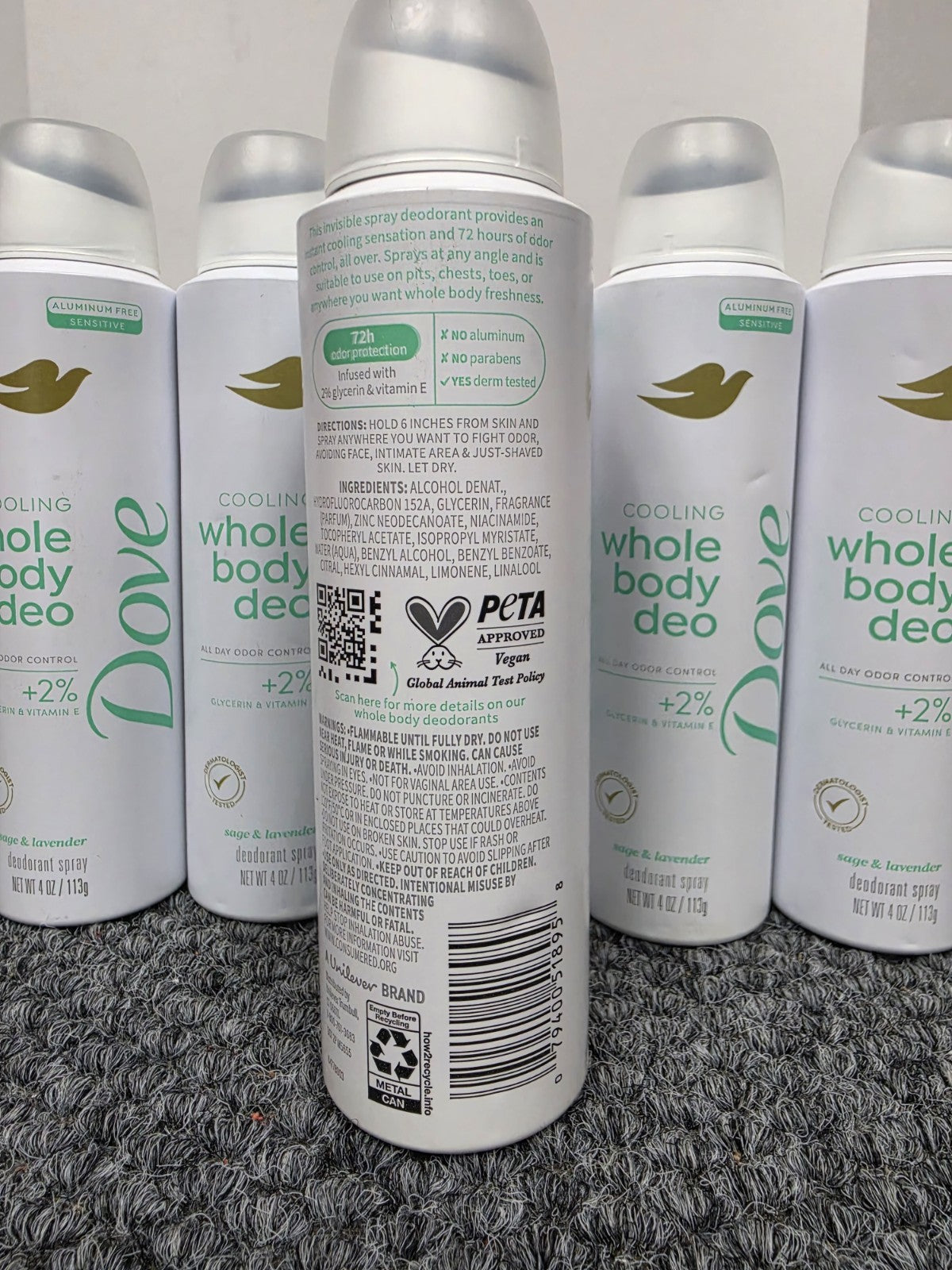 6-Pack Dove Cooling Deodorant Spray Sage Lavender 4 oz | Whole Body Freshness