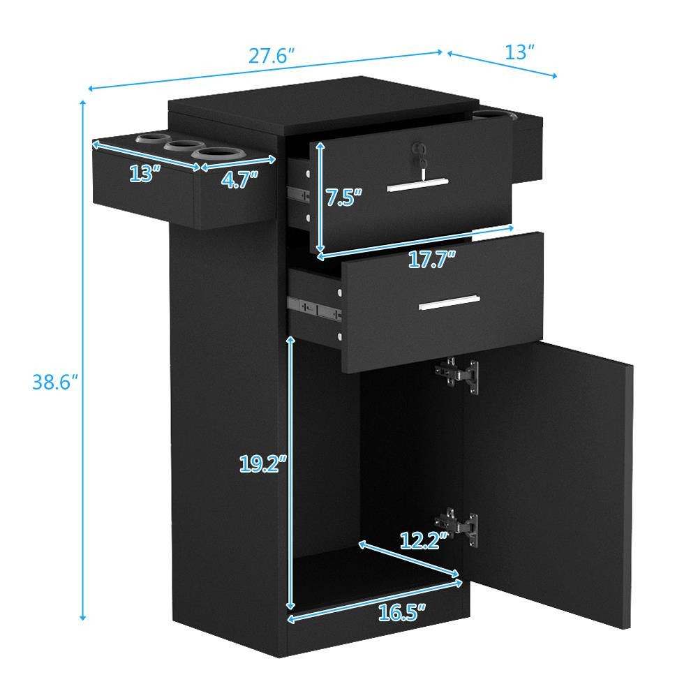 Salon Station Beauty Storage Cabinet with Lockable Drawers & Tool Holders