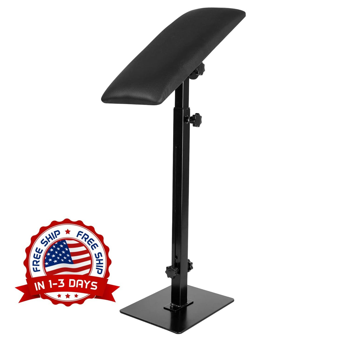 Adjustable Leather Arm Rest Tattoo Stand – Foldable, Stainless Steel Frame