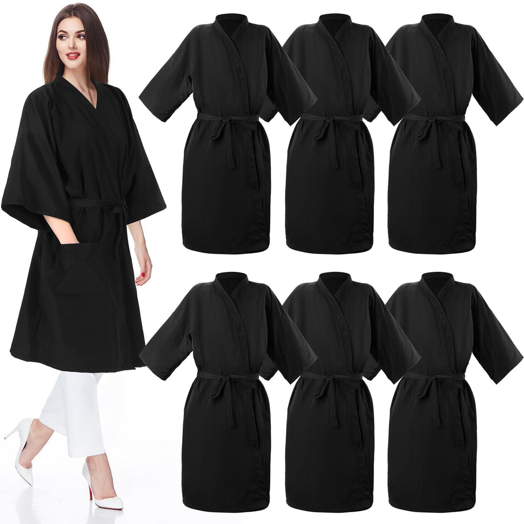 Black Salon Robe 6-Pack Waterproof Client Gowns for Haircut & Styling