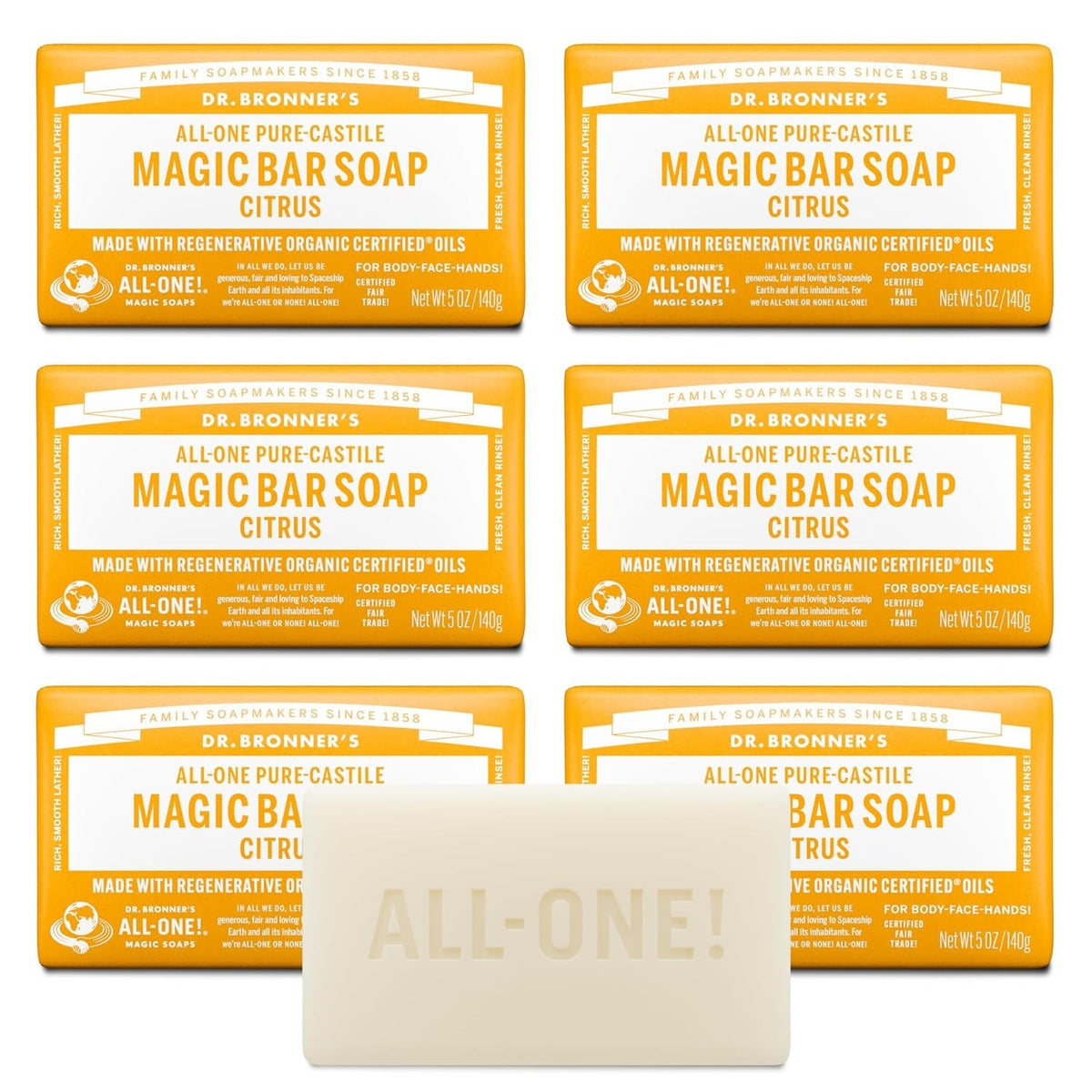 Pure Castile Bar Soap 6oz & 12 Pack Natural Vegan Organic Skin Care