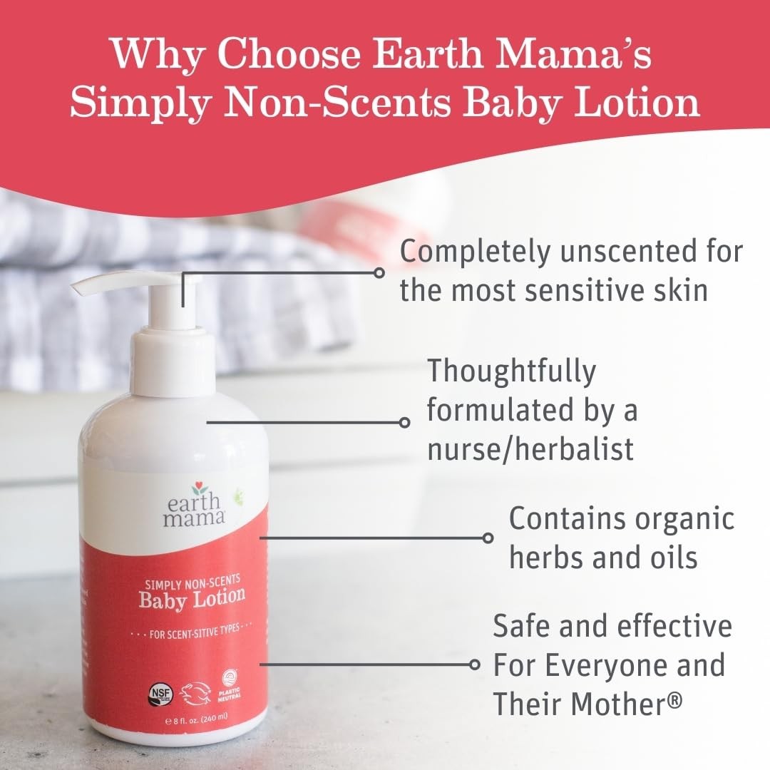 Unscented Baby Lotion for Dry Skin 8 oz - Organic & Hypoallergenic
