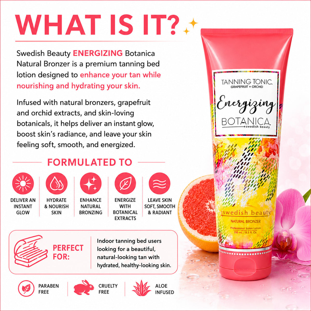 Natural Bronzer Tanning Bed Lotion with Botanical Extracts - 250ml
