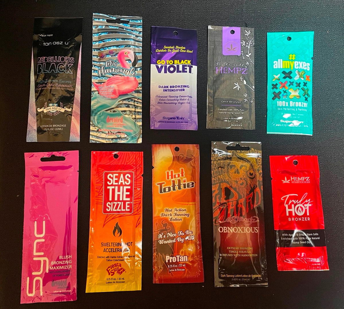 Tanning Packet Set - No Tingle, Some Tingle or All Tingle Options with Eyewear