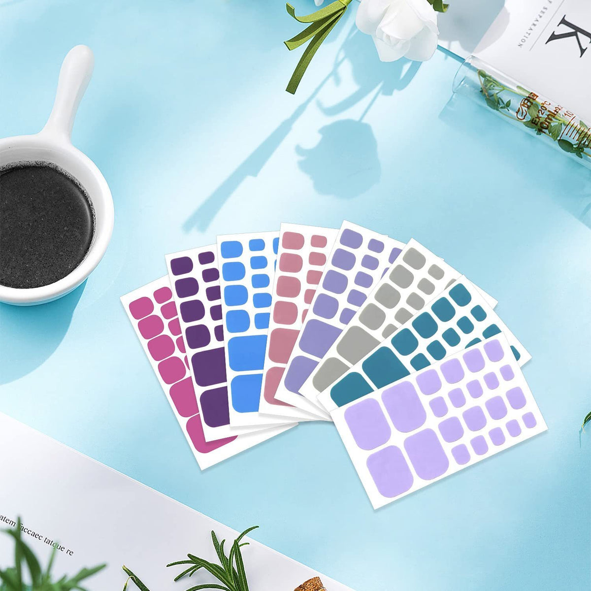 Solid Color Nail Polish Stickers & Toenail Stickers Set for Women