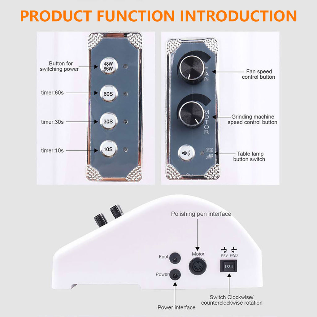 5-in-1 Nail Drill & UV LED Lamp Dryer Vacuum Cleaner for Manicure Pedicure
