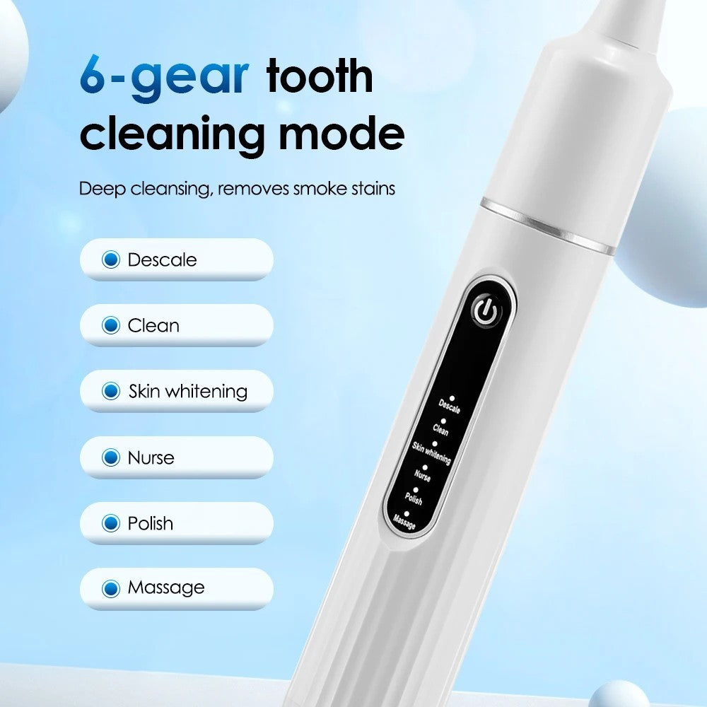 Rechargeable Electric Tooth Cleaner with 6 Modes, Tartar Remover, Waterproof