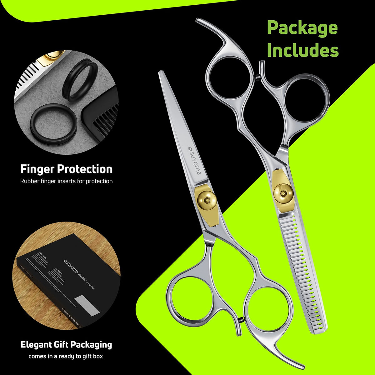 Professional Hair Cutting Scissors and Thinning Shears Set - 6 Inch Barber Shears with Japanese Steel