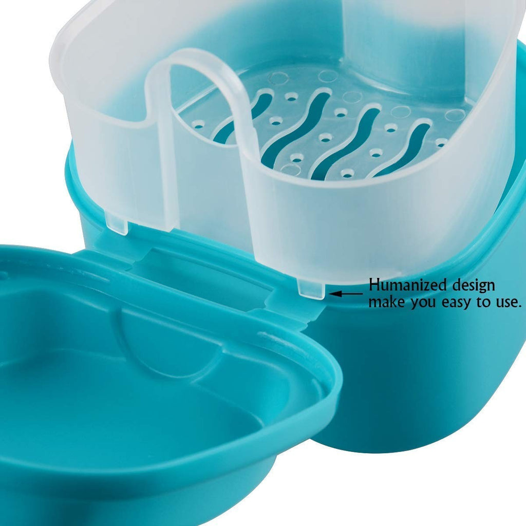 Portable Green Denture Case with Strainer - Hygienic Storage for Dentures & Retainers