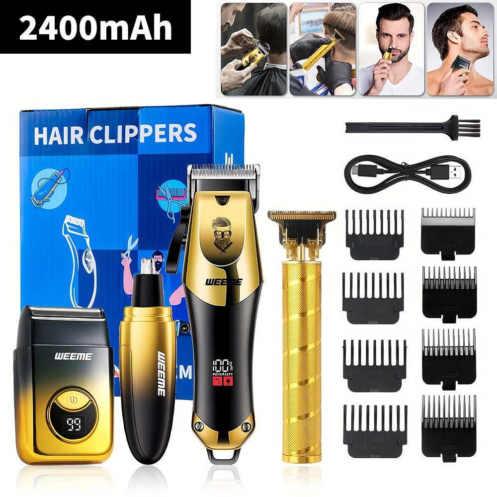 4 in 1 Men's Hair Clippers and Beard Trimmer Set with Multiple Attachments