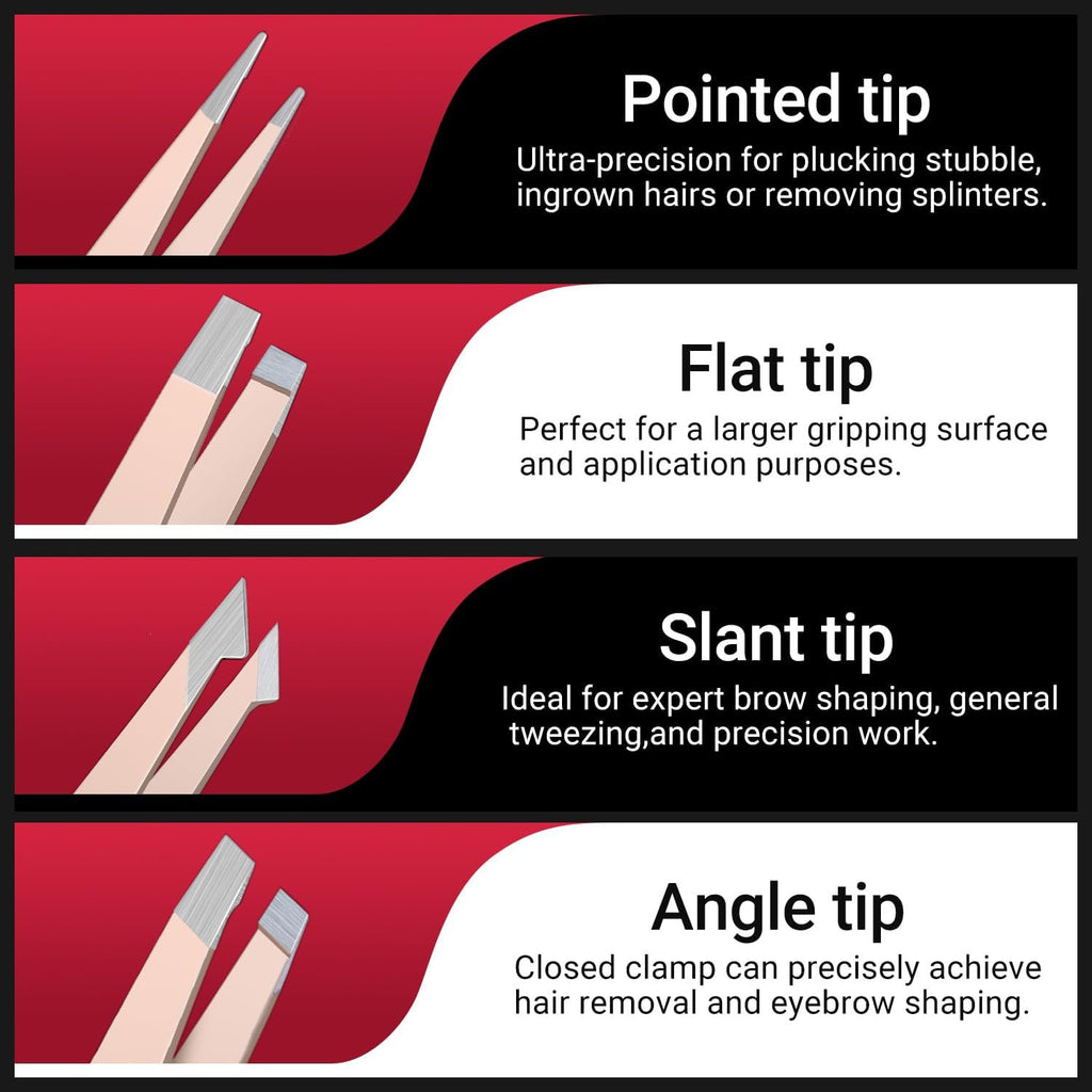 8-Piece Eyebrow & Facial Hair Grooming Kit with Tweezers, Trimmer & Razor