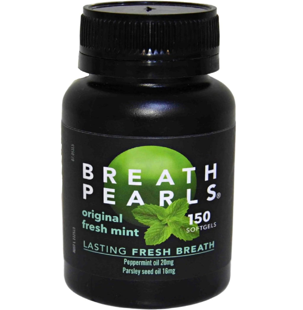 Breath Pearls Softgel Breath Freshener - Natural Peppermint & Parsley Oil, 150 Capsules